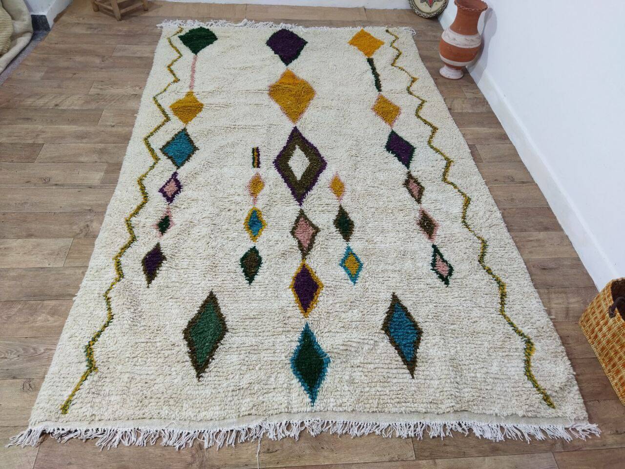 Handmade wool Berber rug 300 x 190 cm