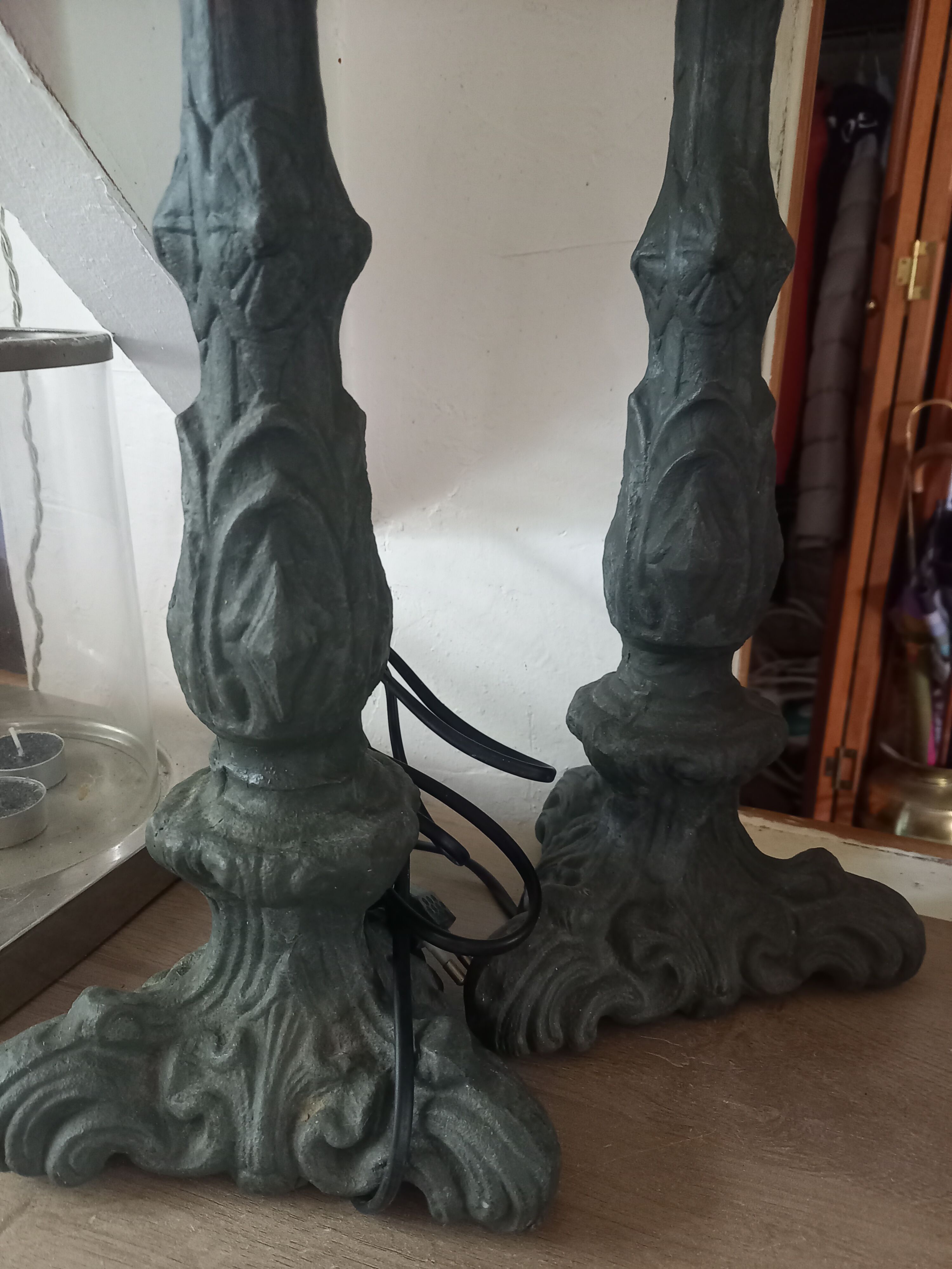 Pair of lamps forestier cast iron collection fil de fer