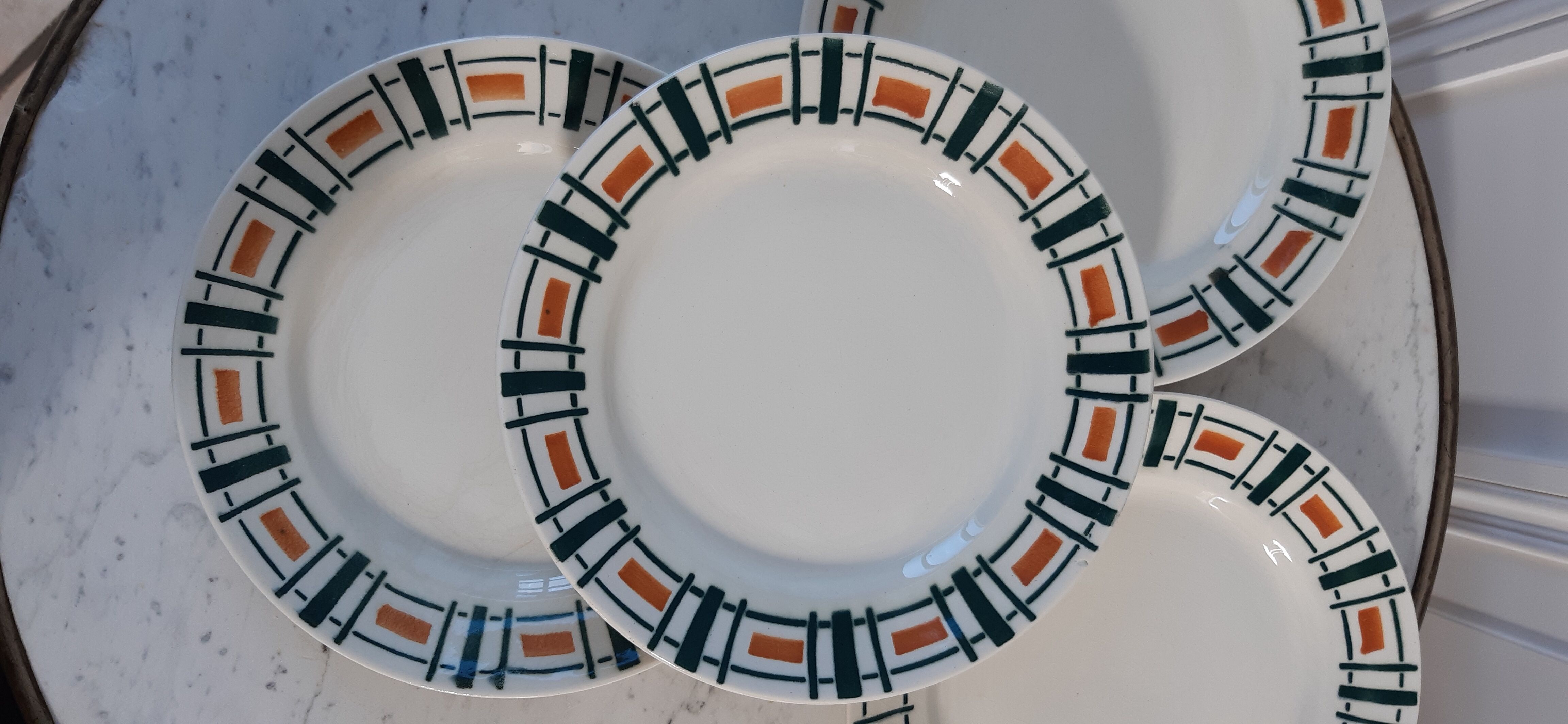 Set of 4 flat plates Badonviller model Quiberon