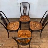 Lot 4 chairs bistrot wood curve stamp tuna and decor seat art nouveau