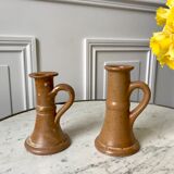 Pair of stoneware candlesticks 70s