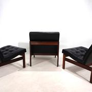 France & Son Set of 3 Modular Leather Armchairs by O. Gjerløv-Knudsen/T. Li