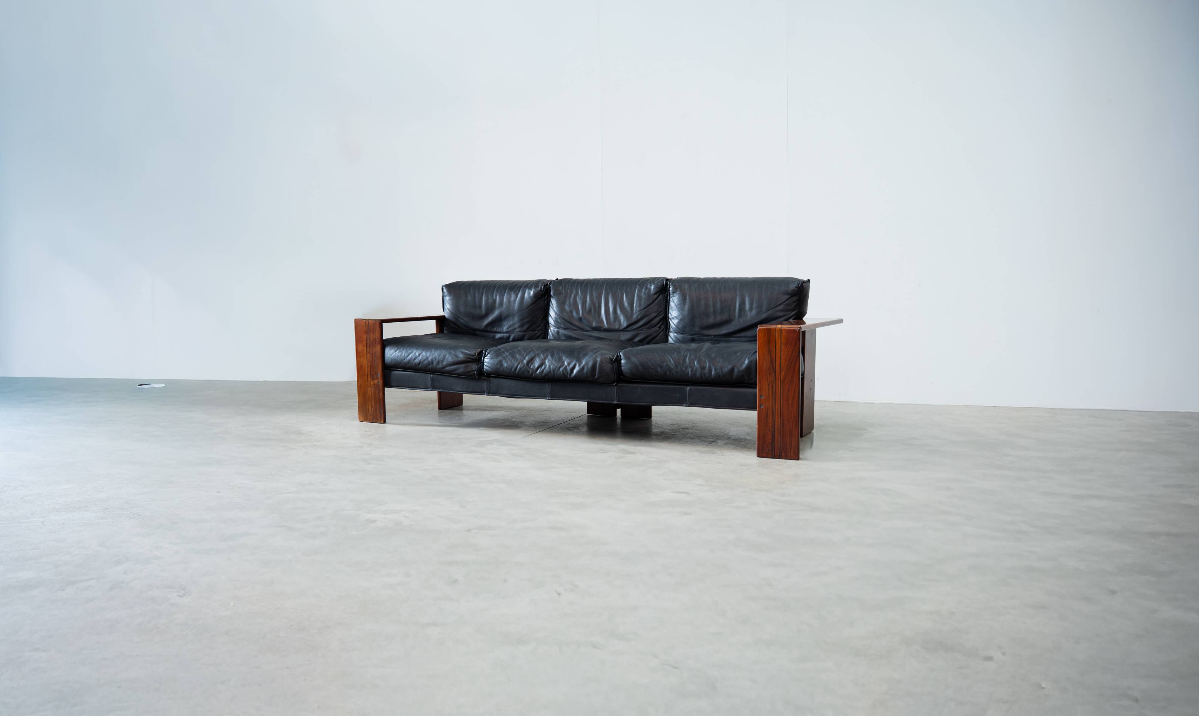 Rare rosewood 3-seater sofa by Afra e Tobia Scarpa for Maxalto