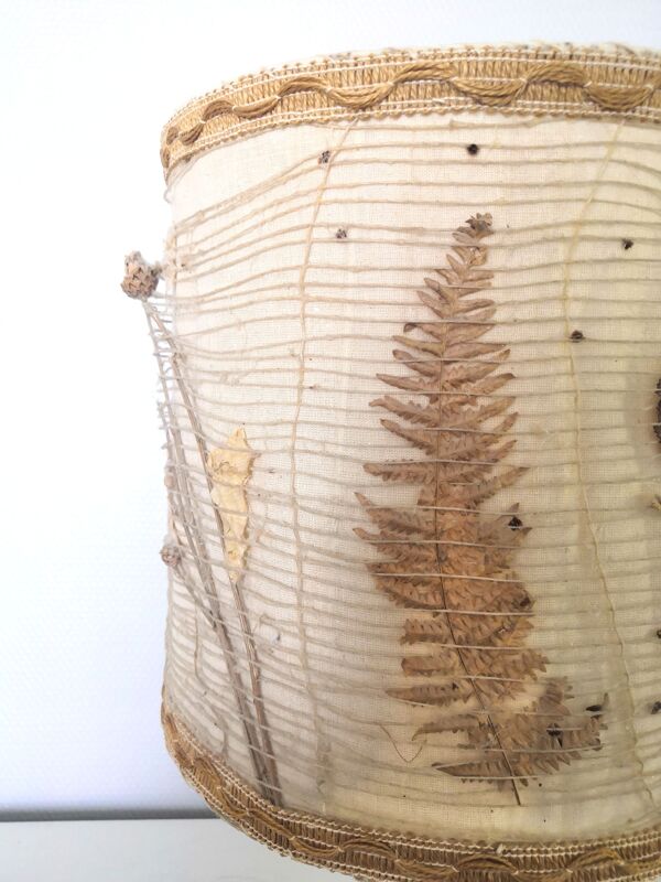 Lampe porcelaine de Virebent et Abat-jour herbier des années 70