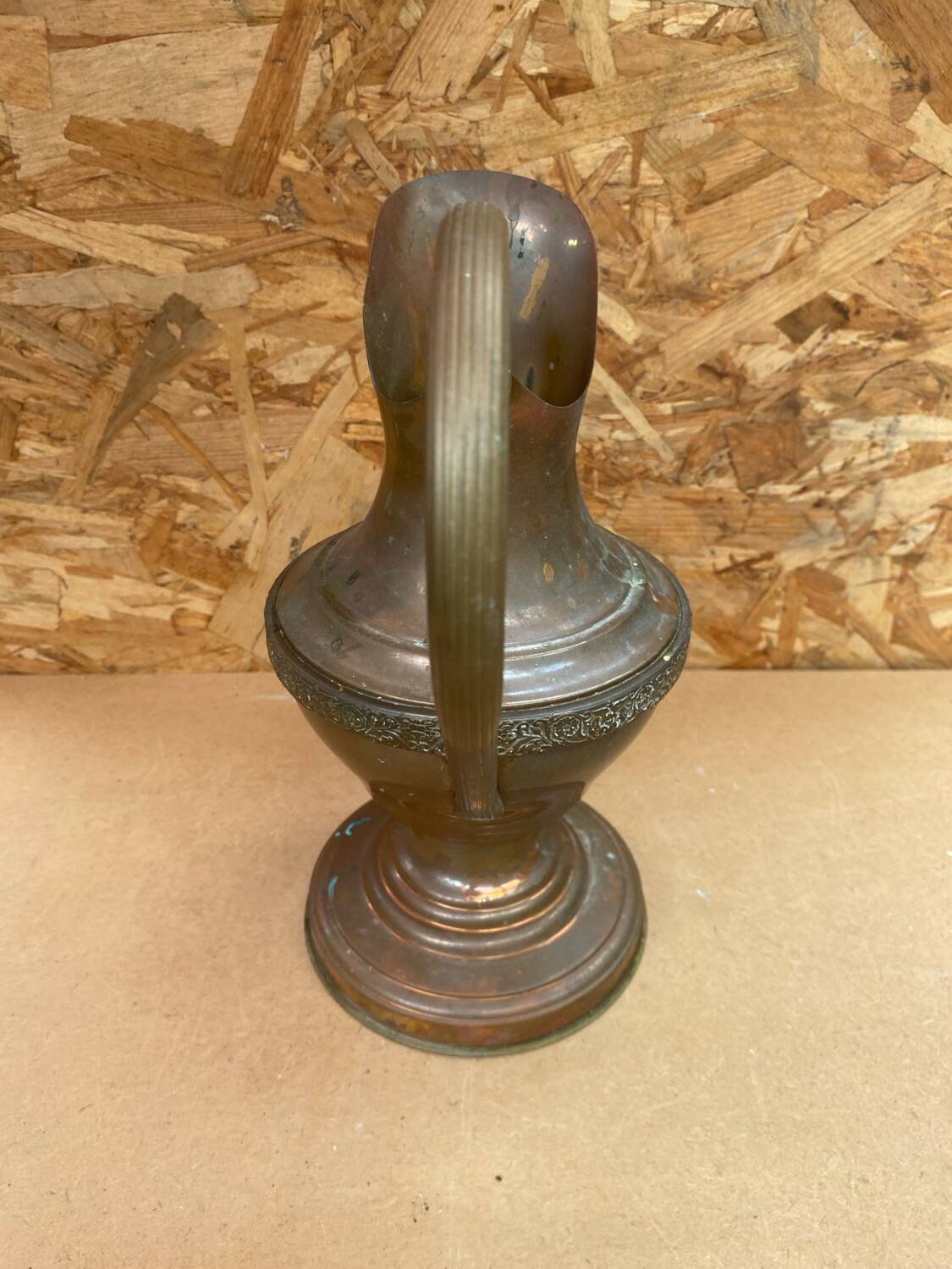 Antique gaor villedieu copper pitcher & brass handle vintage