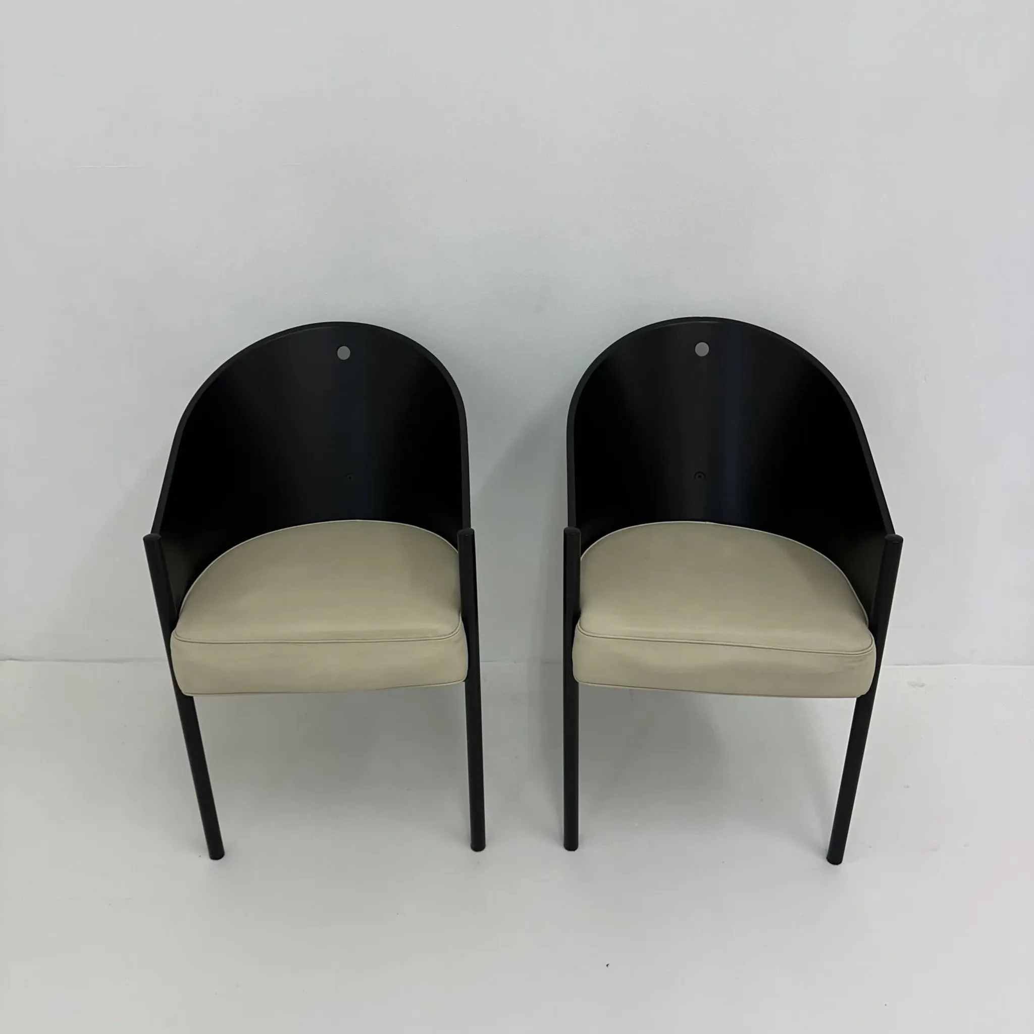 Postmodern set of 2 leather chairs  Italy, 1980