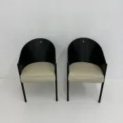 Postmodern set of 2 leather chairs  Italy, 1980