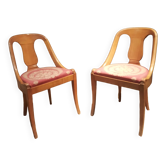 Pair of light wood gondola chairs