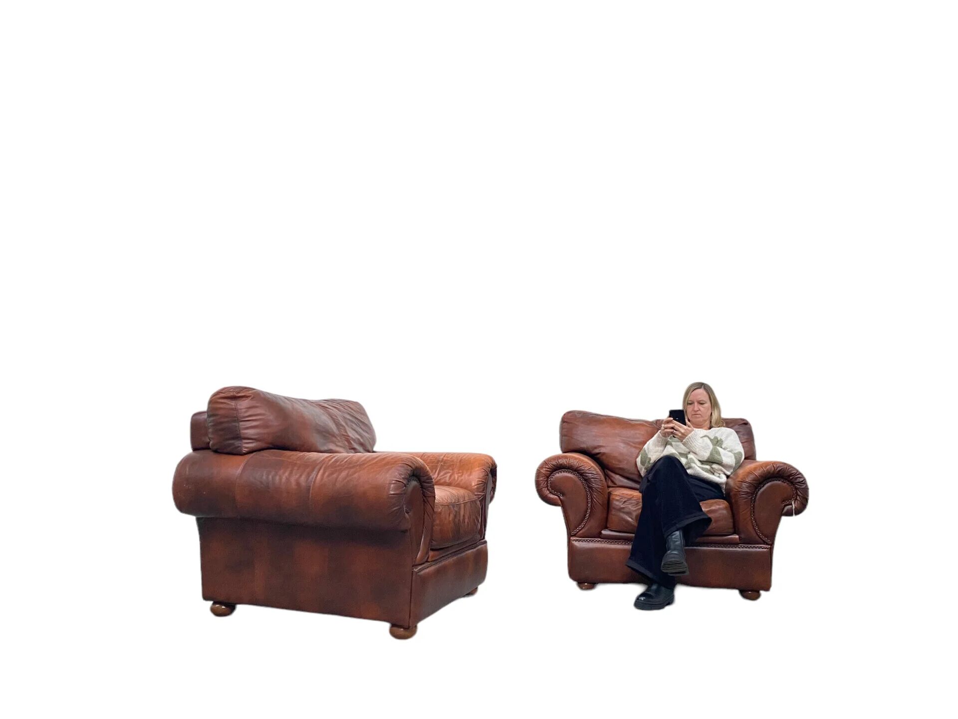 Ensemble de 2 fauteuils en cuir tchèque XL
