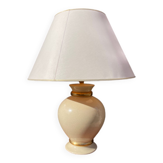 Glossy cracked beige enamel lamp