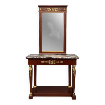 Ensemble console et miroir de style Empire.