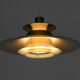 Brass colored aluminium pendant light Typ 1033-P by Benny Frandsen for Frandsen A/S. Denmark 1970s.