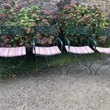 2 armchairs and 2 chairs in full wrought iron, handcrafted.