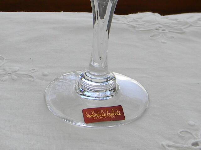 Set of 6 rice grain champagne flutes in vannes crystal