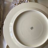 Set of 6 antique off-white porcelain dinner plates with gold trim