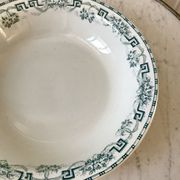 Hollow round dish / salad bowl Terre de Fer Moulin des Loups "Athens" late nineteenth century