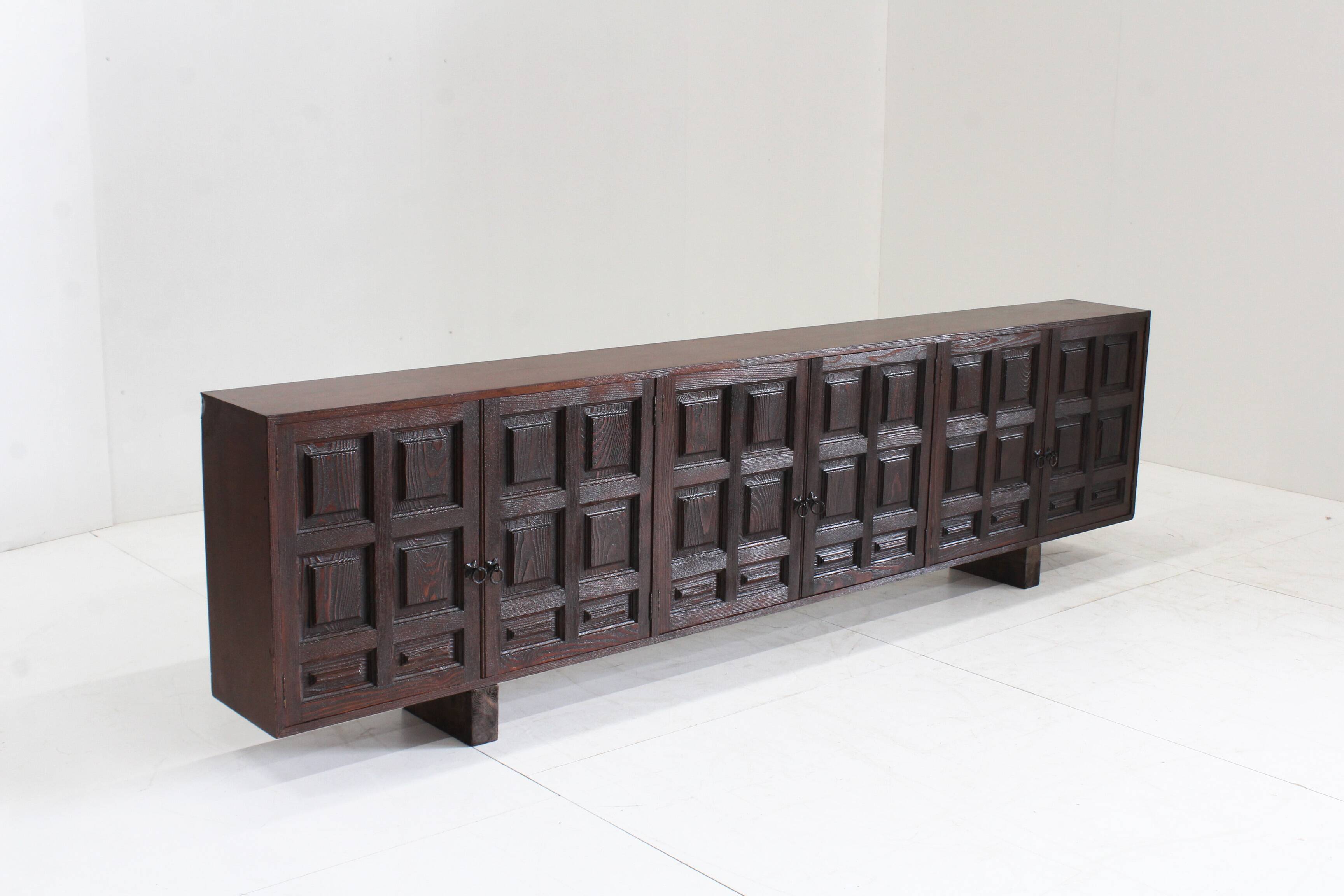 Vintage large Spanish brutalist sideboard 1970s