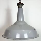 Large Industrial British Grey Enamel Factory Pendant Lamp from Benjamin, 19