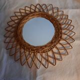 Miroir osier vintage