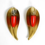 Two original Mid Century Modern brass sconces