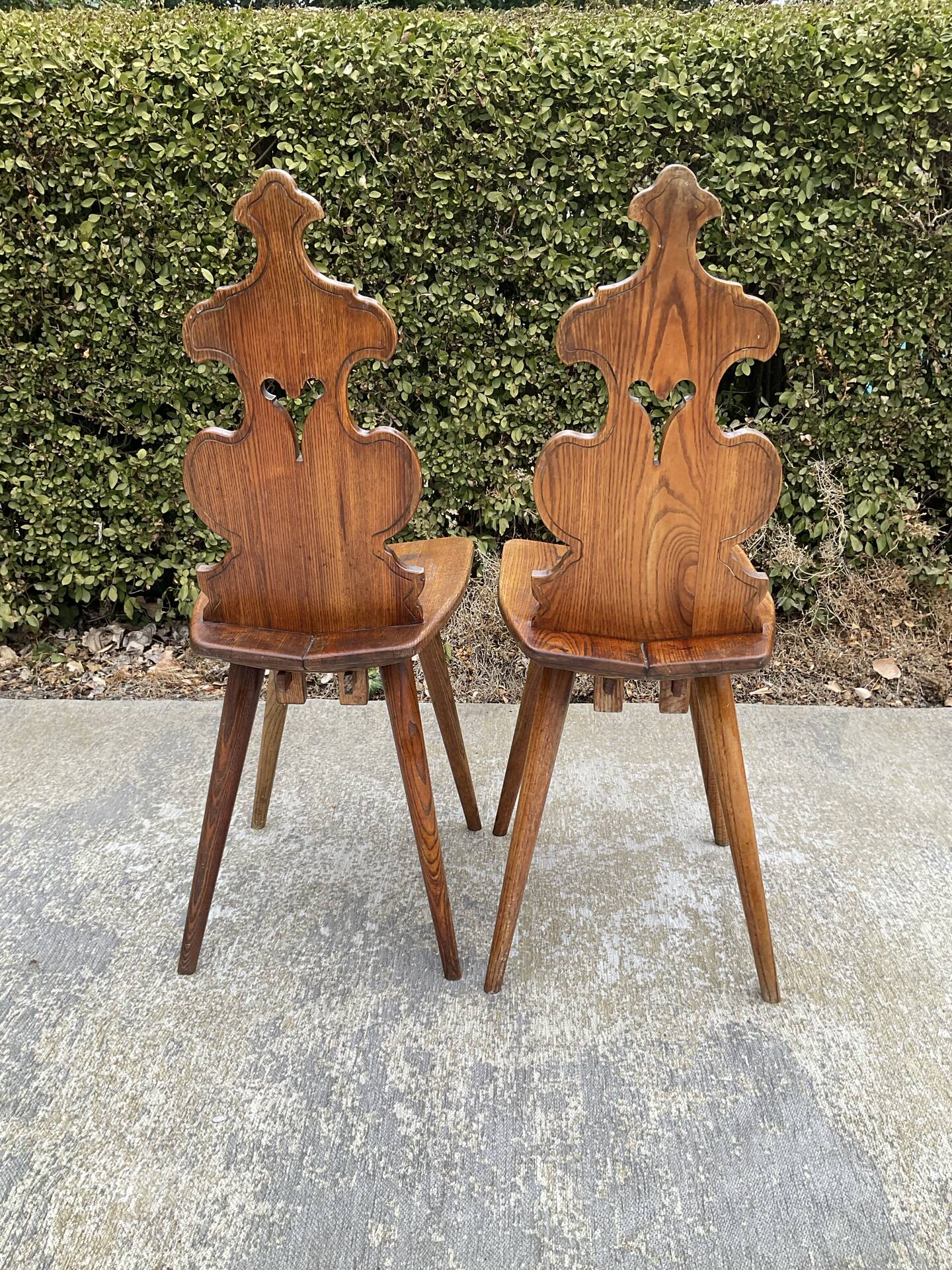 Pair of vintage Tyrolean chairs in solid wood