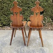 Pair of vintage Tyrolean chairs in solid wood