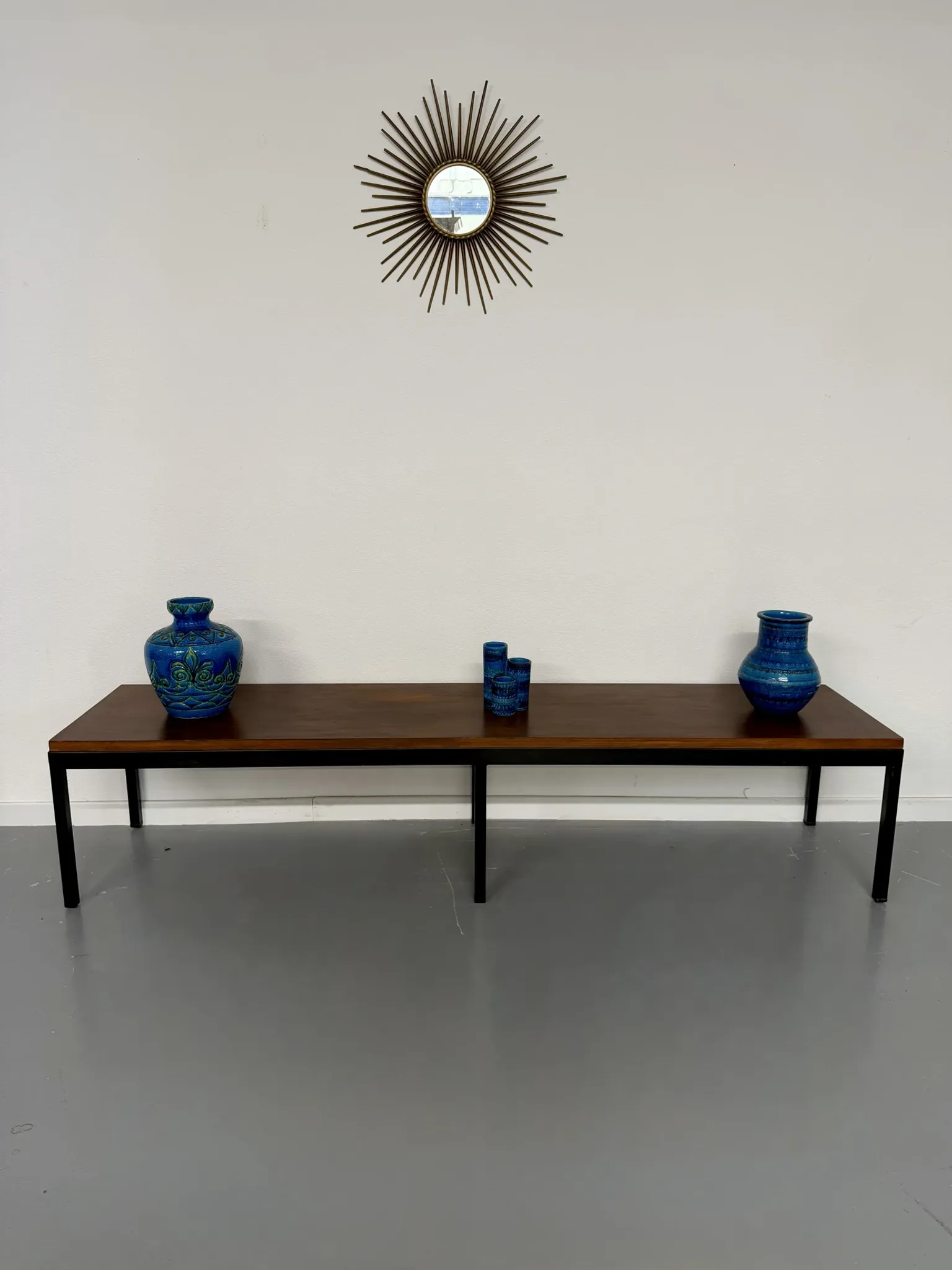 Large coffee table / modernist side table in wood and metal an60