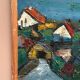 Original Swedish Oil on Panel – "Village Scene (Thick Impasto)" – Signed – Vintage and Framed