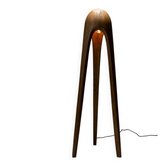 Guardian Sculptural Solid Wood Floor Lamp, Hand-Carved Modern Design Light