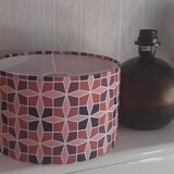 Solid wood ball table lamp, pink geometric lampshade
