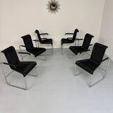 6 chaises noires tubulaires design d'Axel Bruchhäuser modèle D20 bauhaus