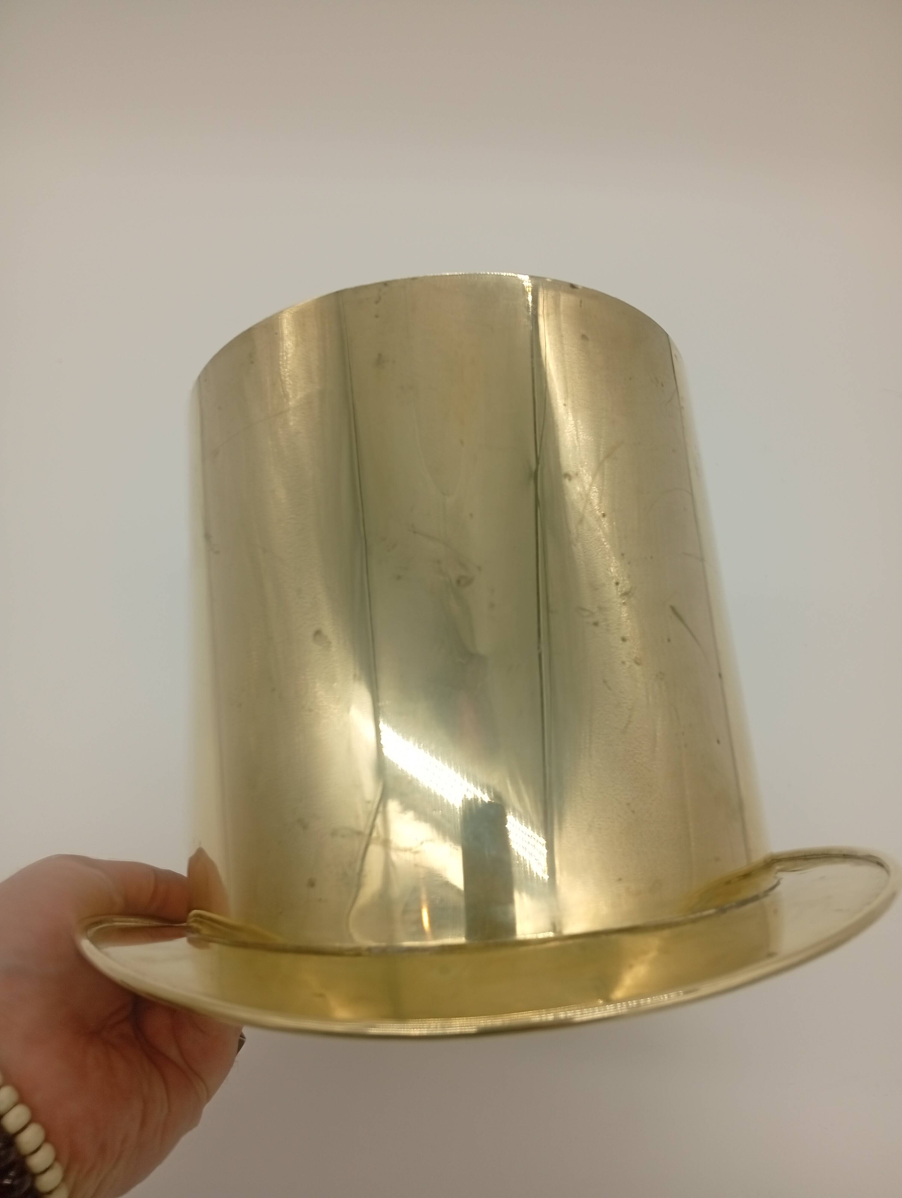 Ice Bucket Champagne Cooler Top Hat Vintage Brass