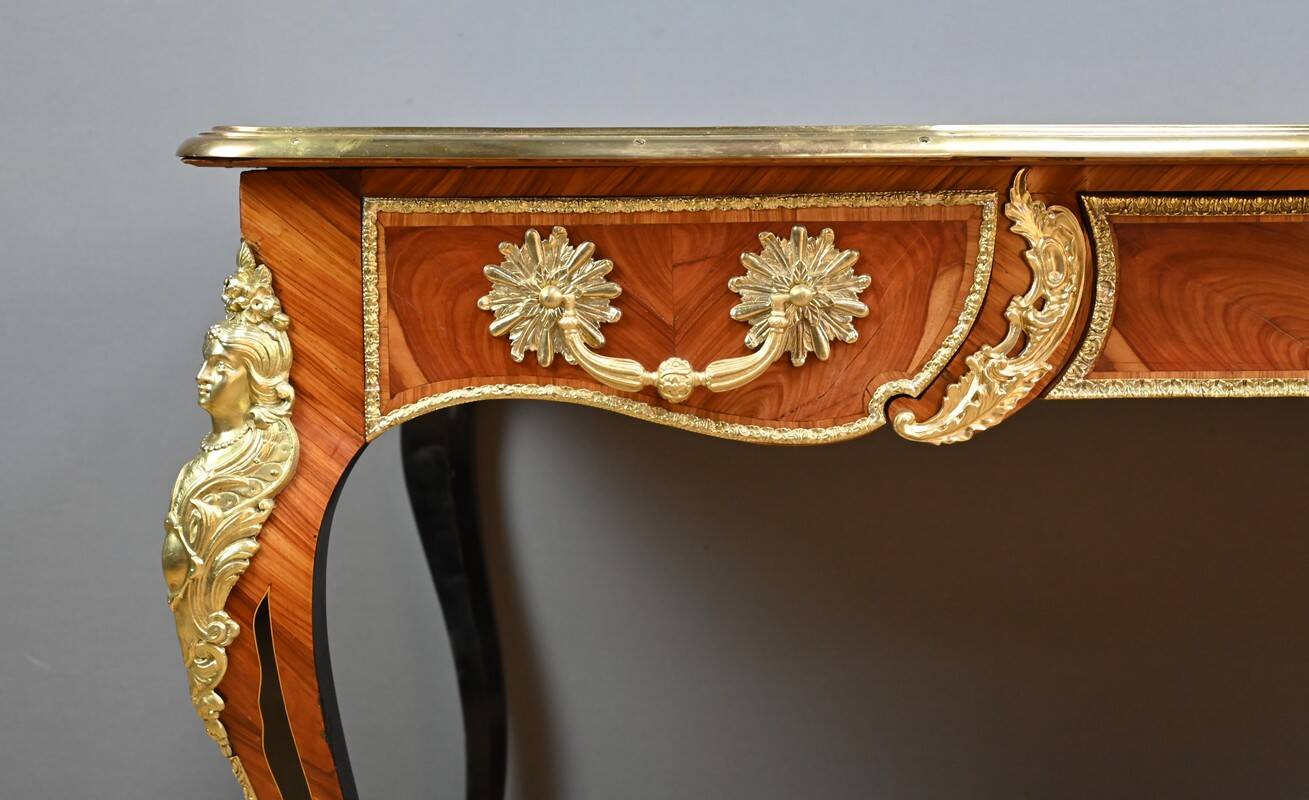 Regency style marquetry desk in precious woods – Late 19th century