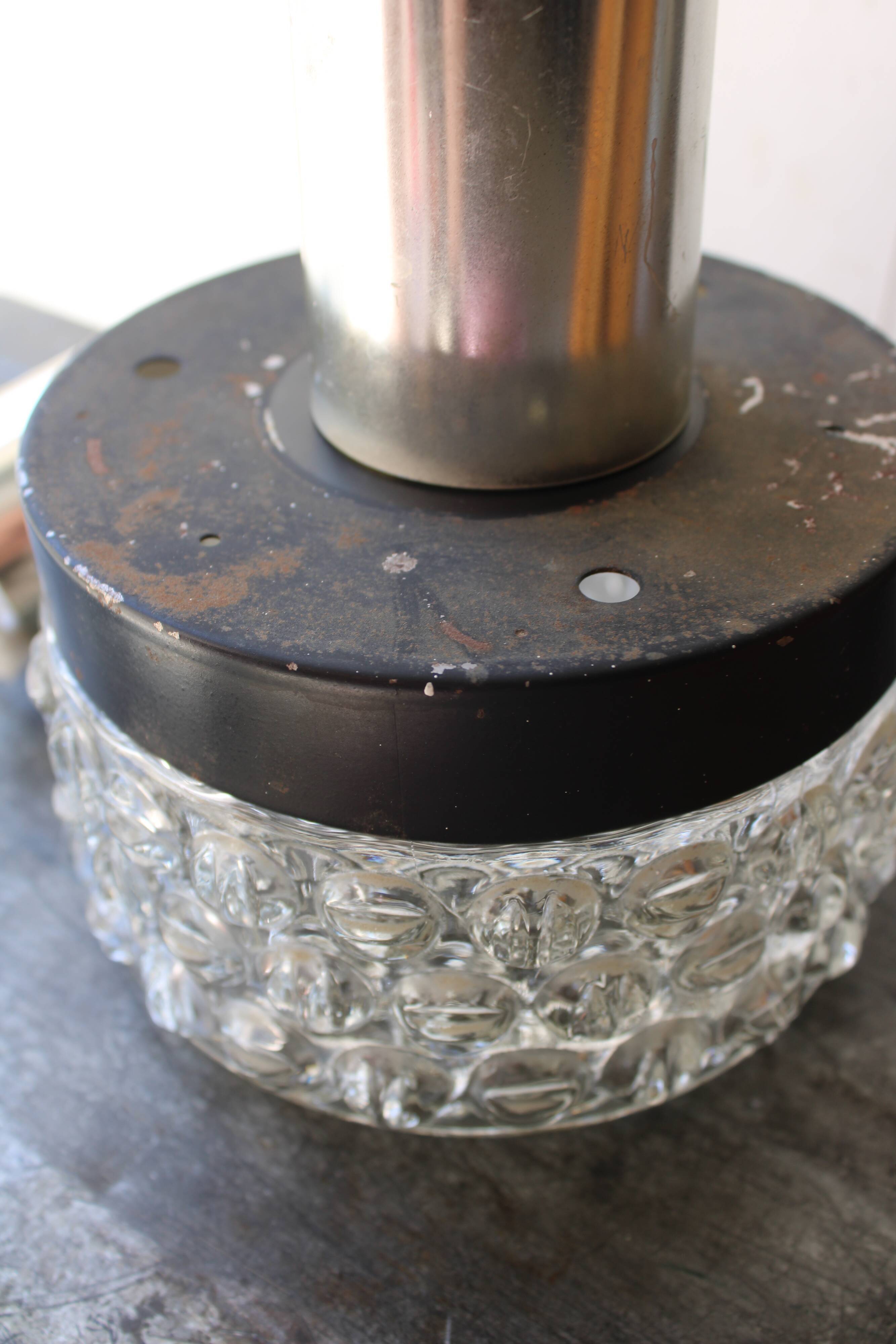 Vintage moulded glass hanging lamp