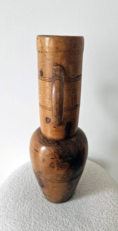 Decorative vase turned from solid olive wood – vintage