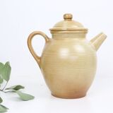Théière vintage en grès beige, signée Grès Village