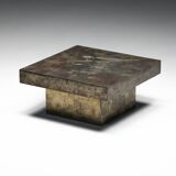 Table basse brutaliste en acier, France, années 1970