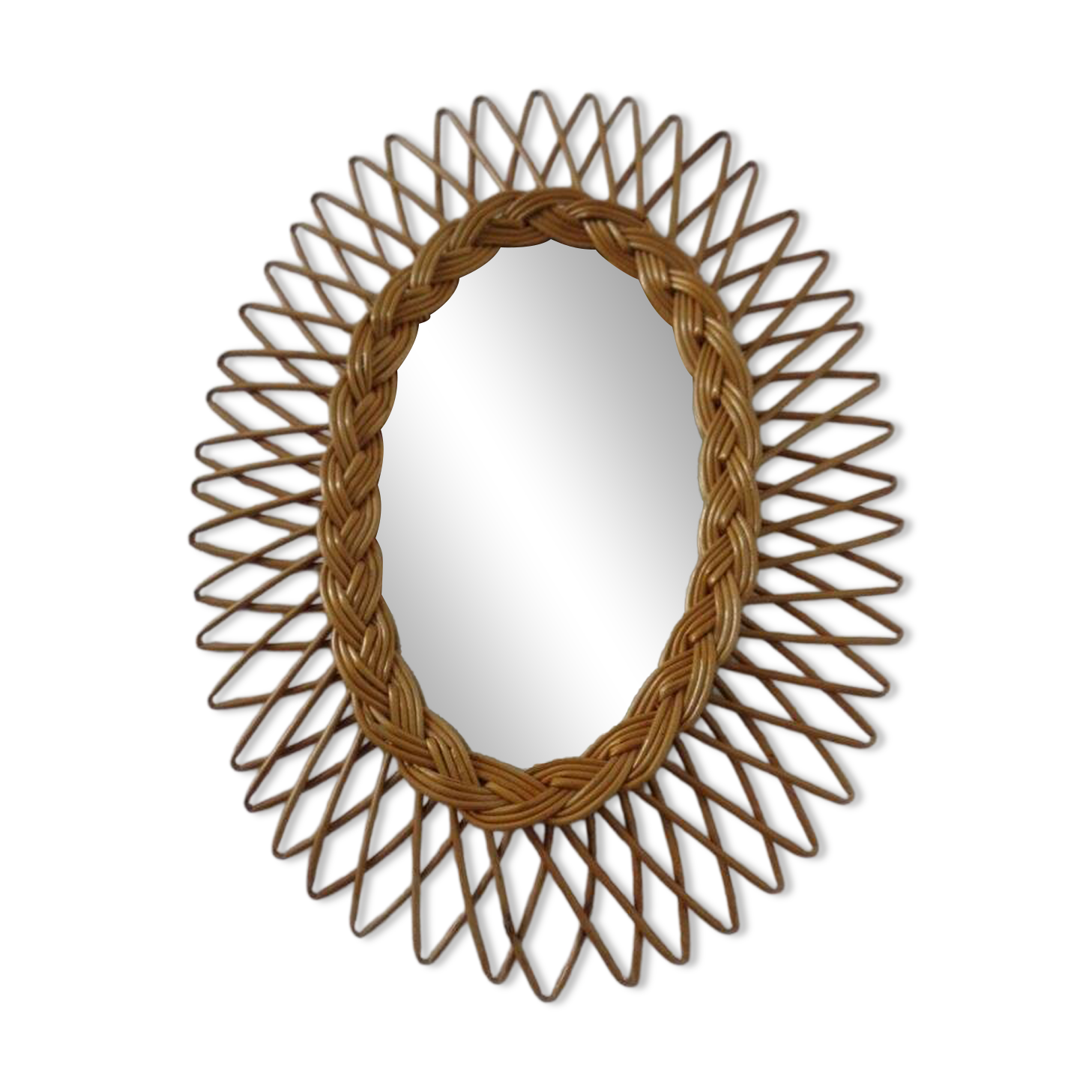Italian rattan mirror, 1960s
