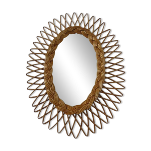 italian Rattan Mirror,