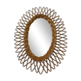 Italian rattan mirror, 1960s