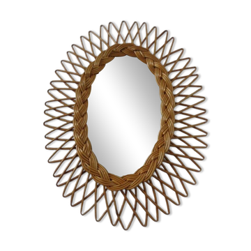 Italian rattan mirror, 1960s
