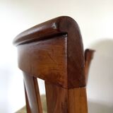 Pair of wooden chairs in green corduroy velvet in Directoire style.