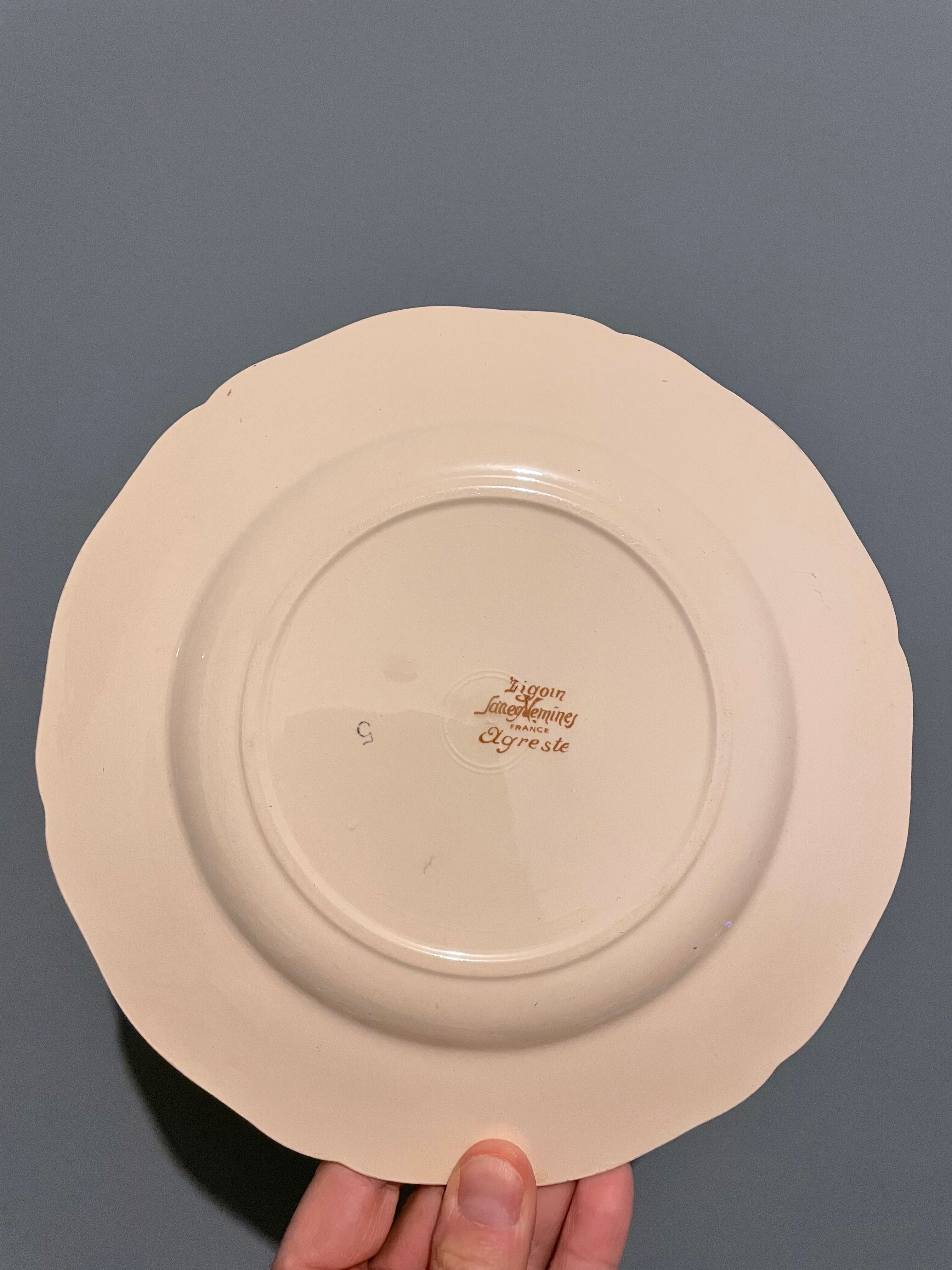Set of 10 small plates Digoin Sarreguemines, Agreste model