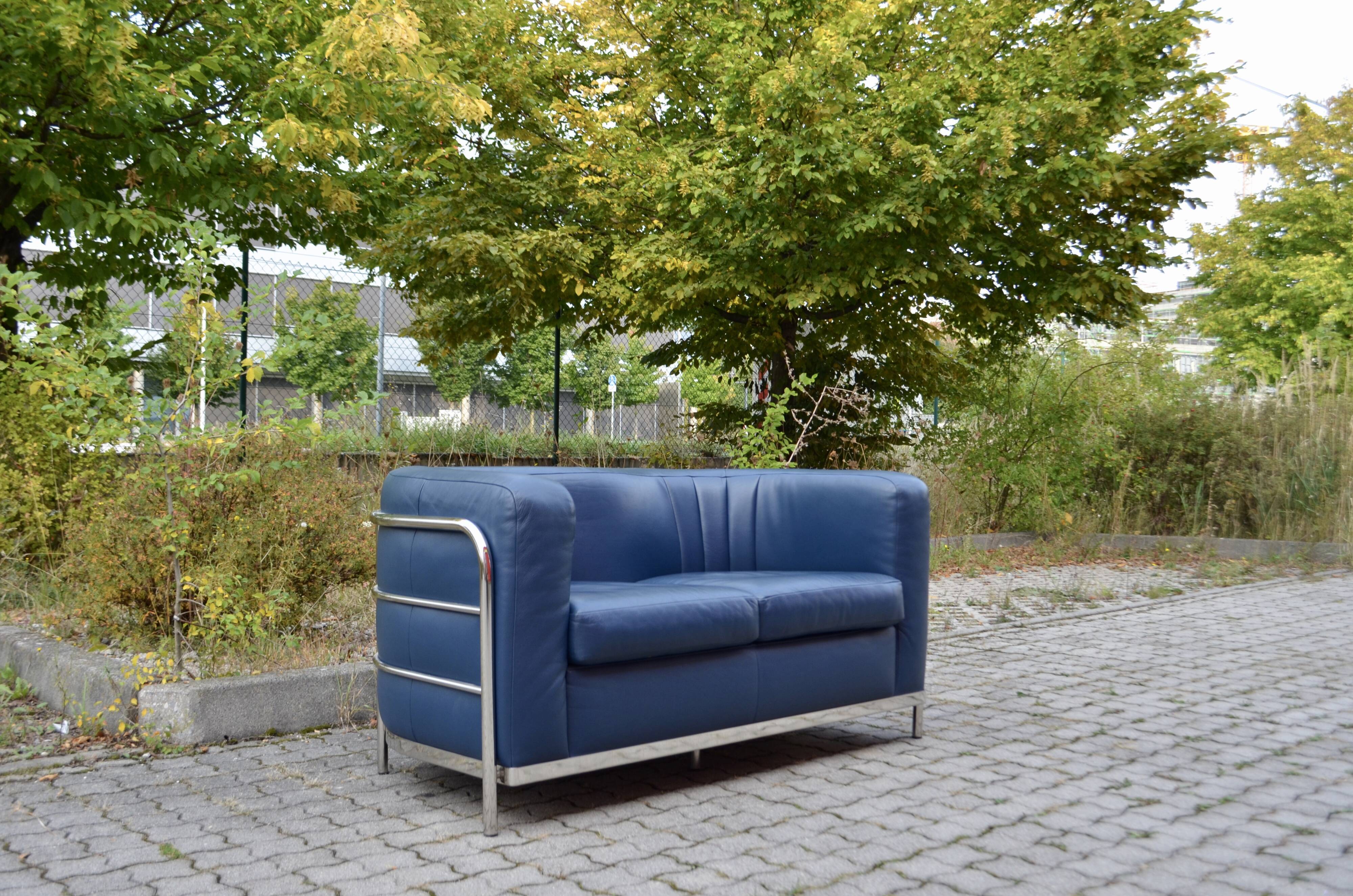 Zanotta Onda set Sofa & 2 Chairs blue leather
