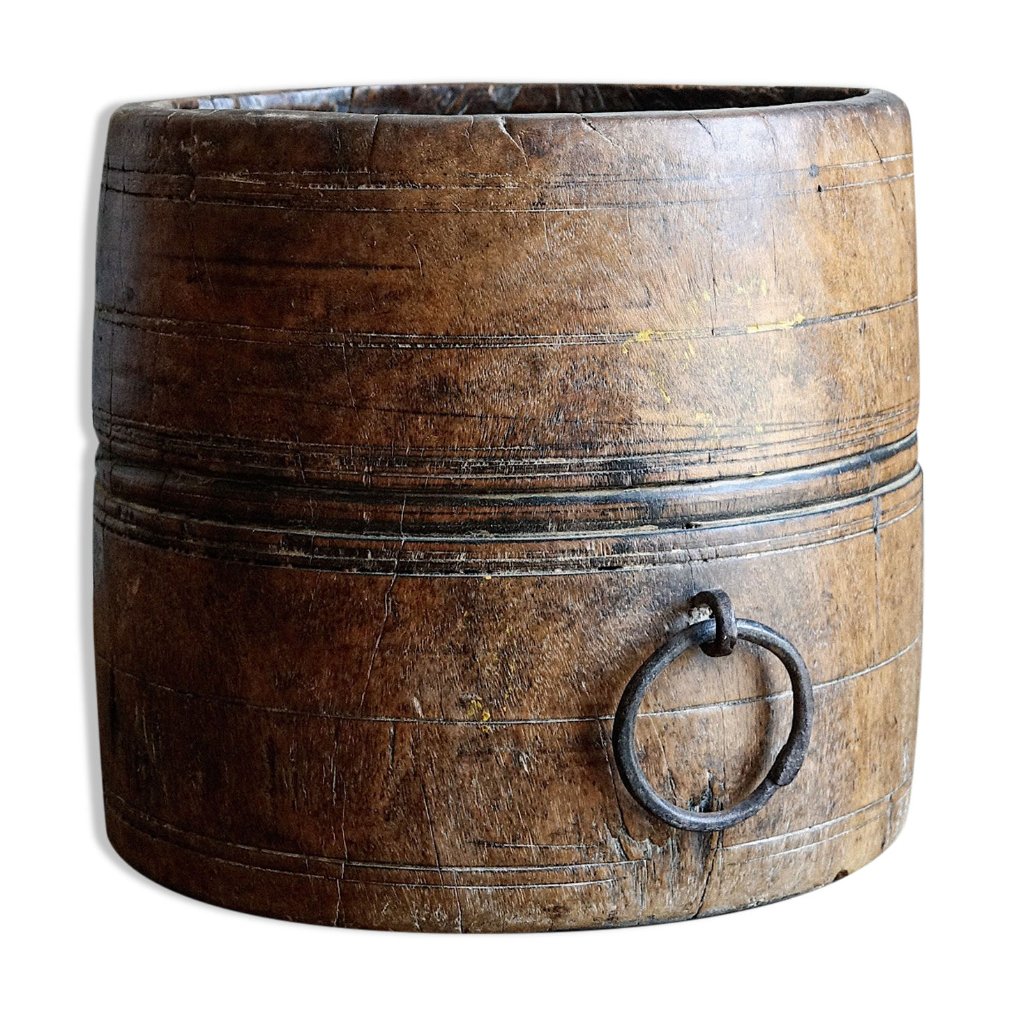 Old wooden pot