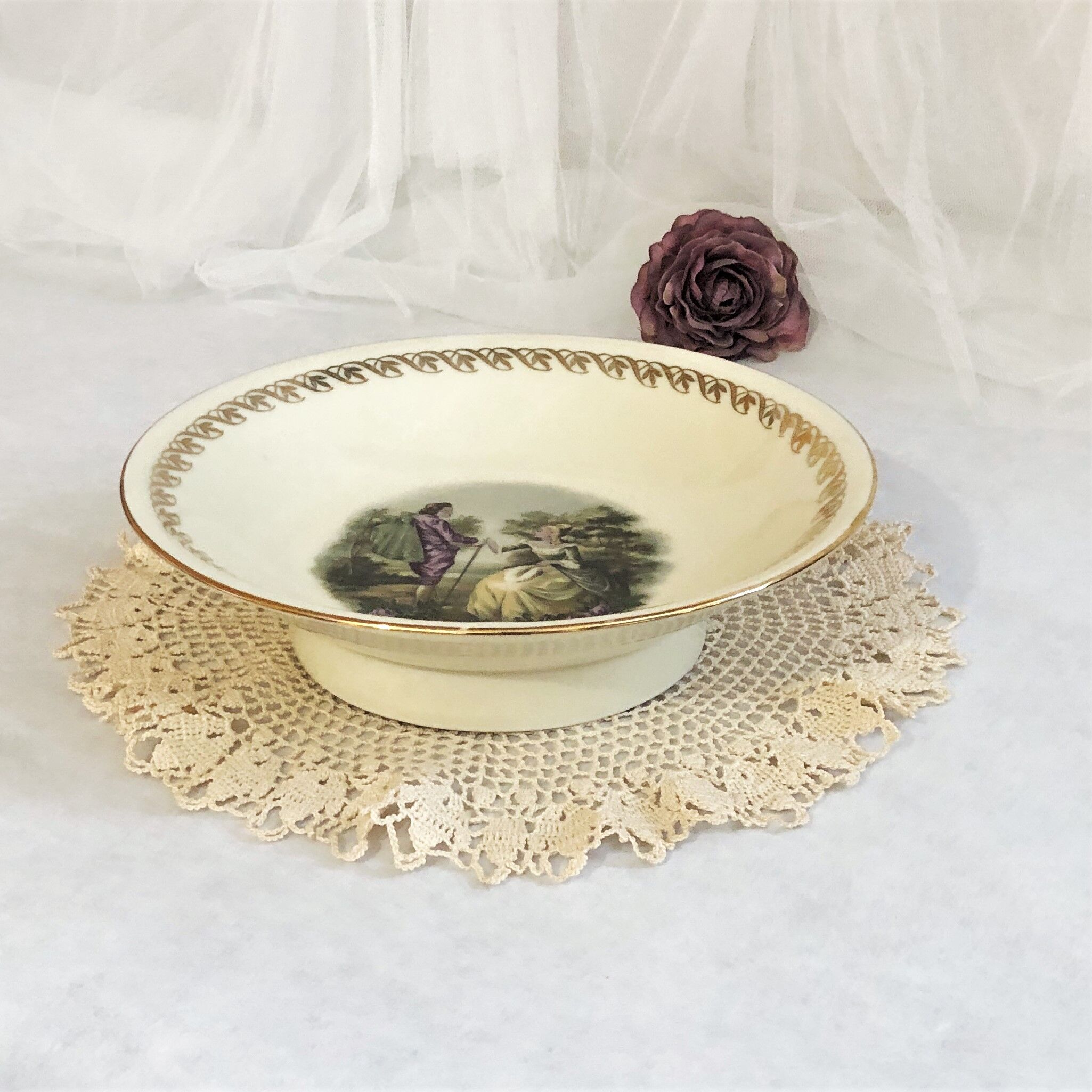 Compotier dish on porcelain piedouche mehun on yevre la gazelle retro