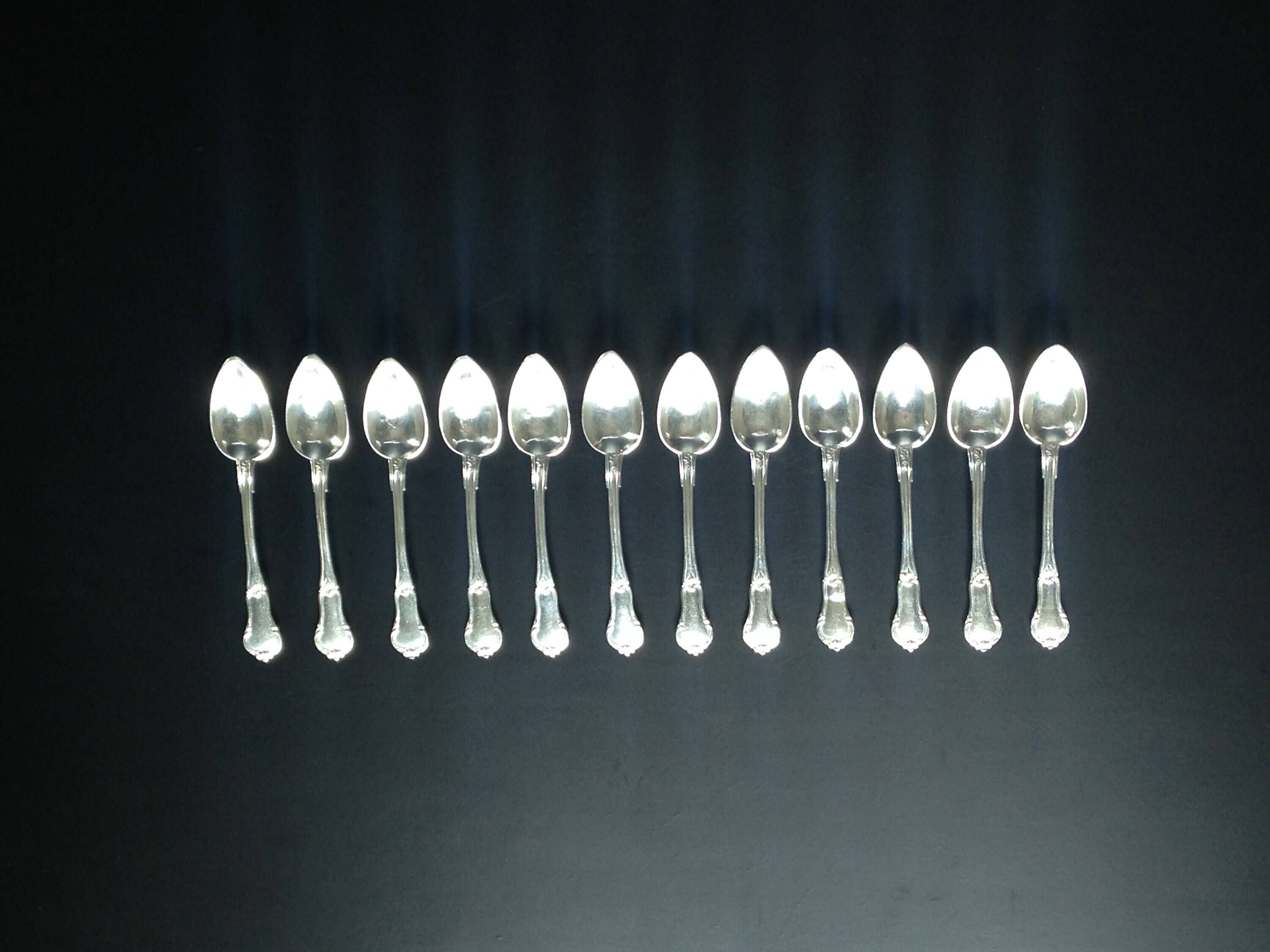set of 12 silver dessert spoons - silversmith DOUTRE ROUSSEL - mid 19th century