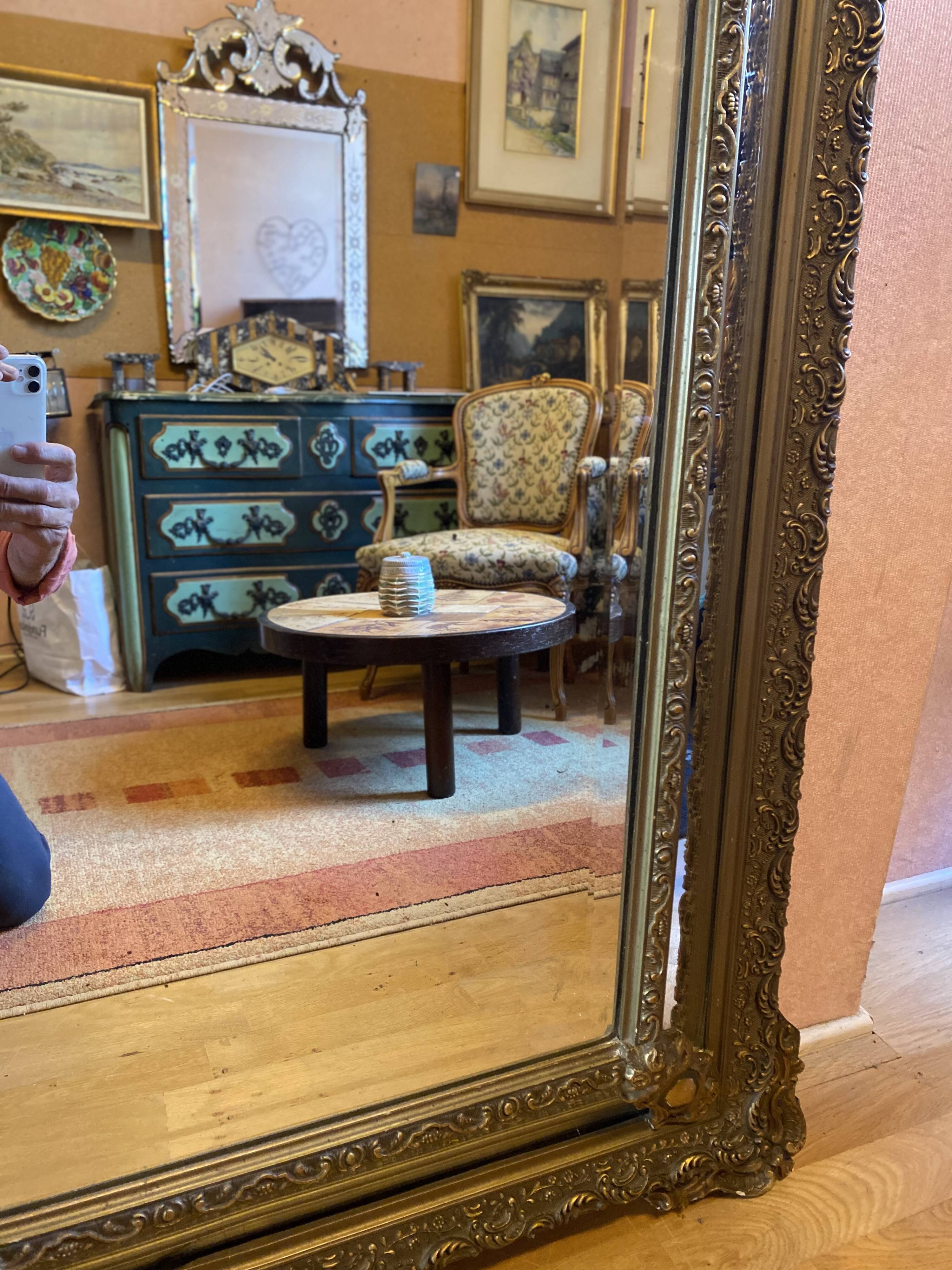 Bevelled mirror with gilded stucco parclose, from the Napoleon III period