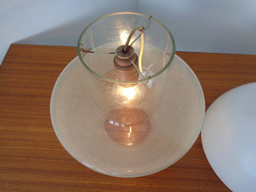 Two-Piece Opal Glass Table Ball Lamp, Italy, 1960s