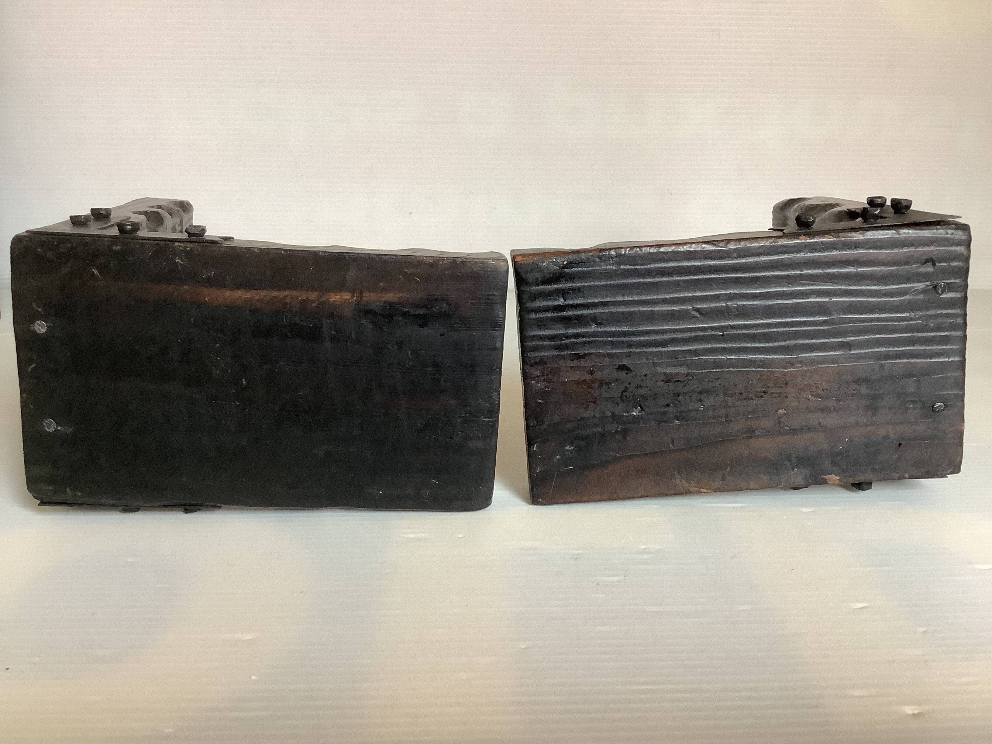 Pair of black wooden bookends